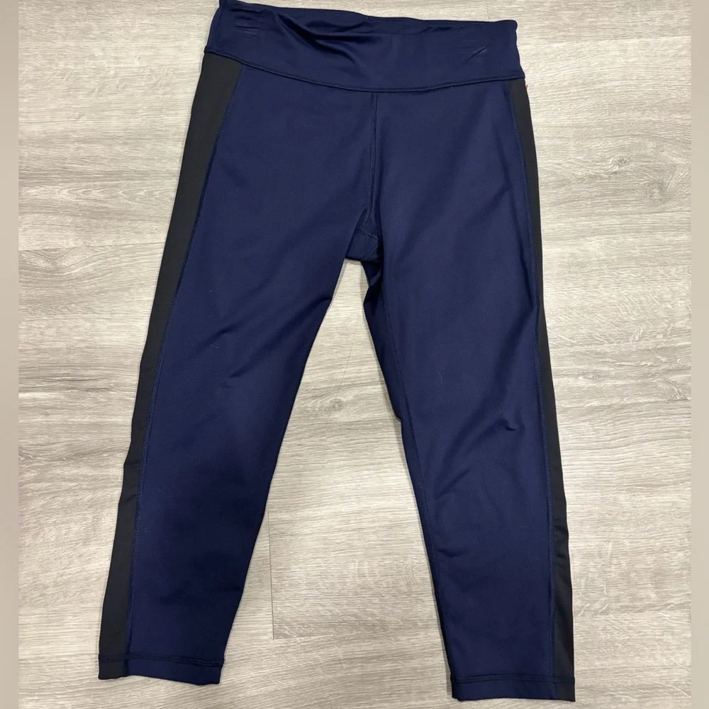 Tory Burch Sport Cropped Leggings Navy Blue Size Small